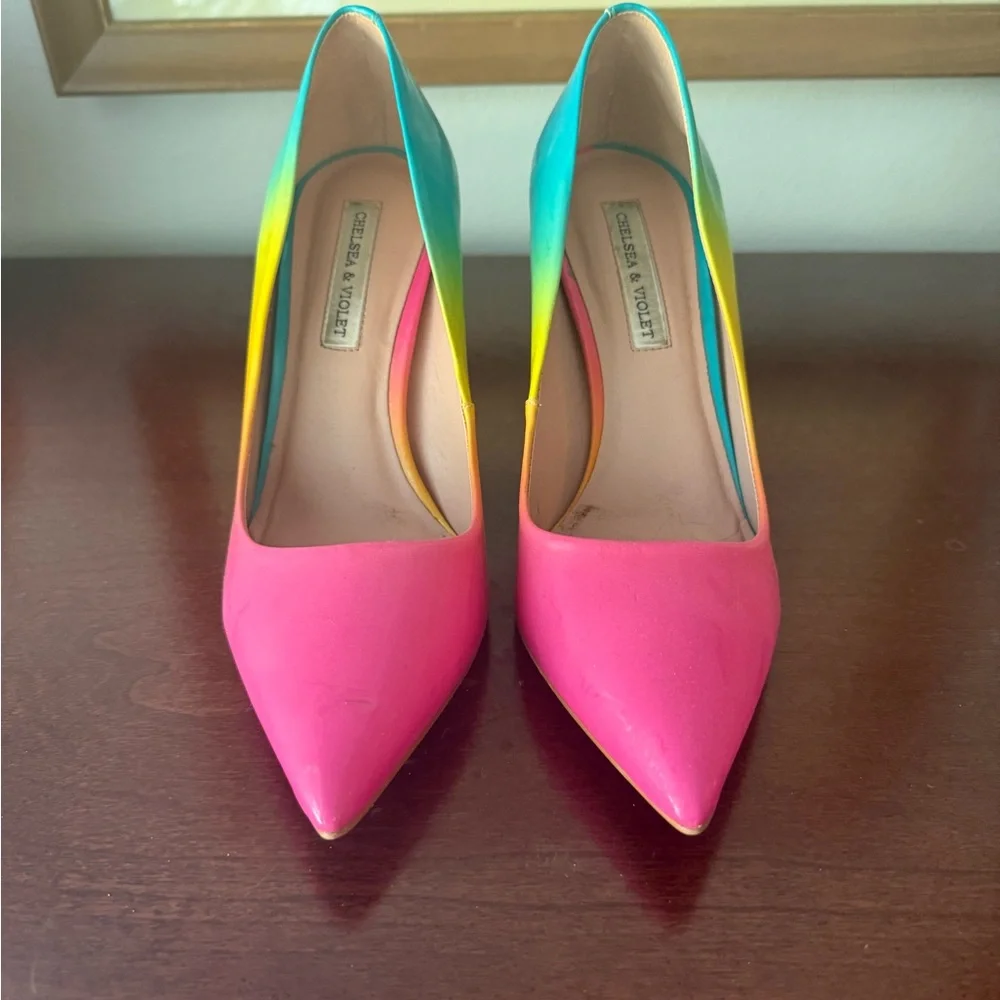 Chelsea & Violet Pink and Orange Heels - Picture 2 of 5